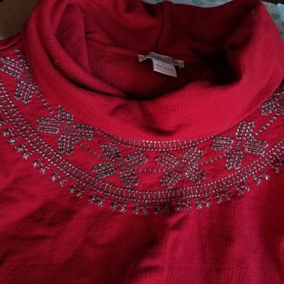 Lucky Brand Cowl Neck Red 3/4 Sleeve Sweater Small - Picture 5 of 6
